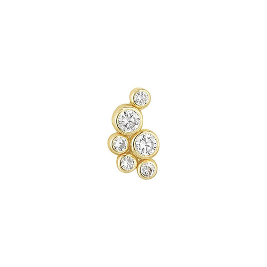 9ct Gold Rubover Cluster Piercing Earring NG3405