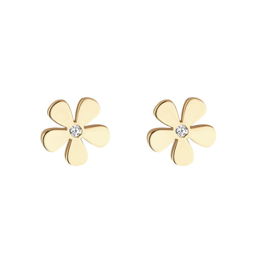 9ct Gold CZ Centre Flower Stud Earrings GEZ668