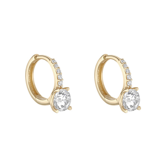 9ct Gold Solitaire CZ 12mm Huggie Earrings GEZ669