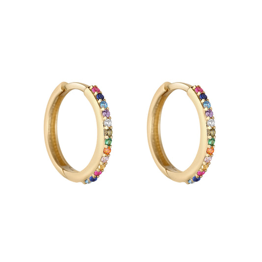 9ct Gold Multicoloured CZ Hoop Earrings GEZ671