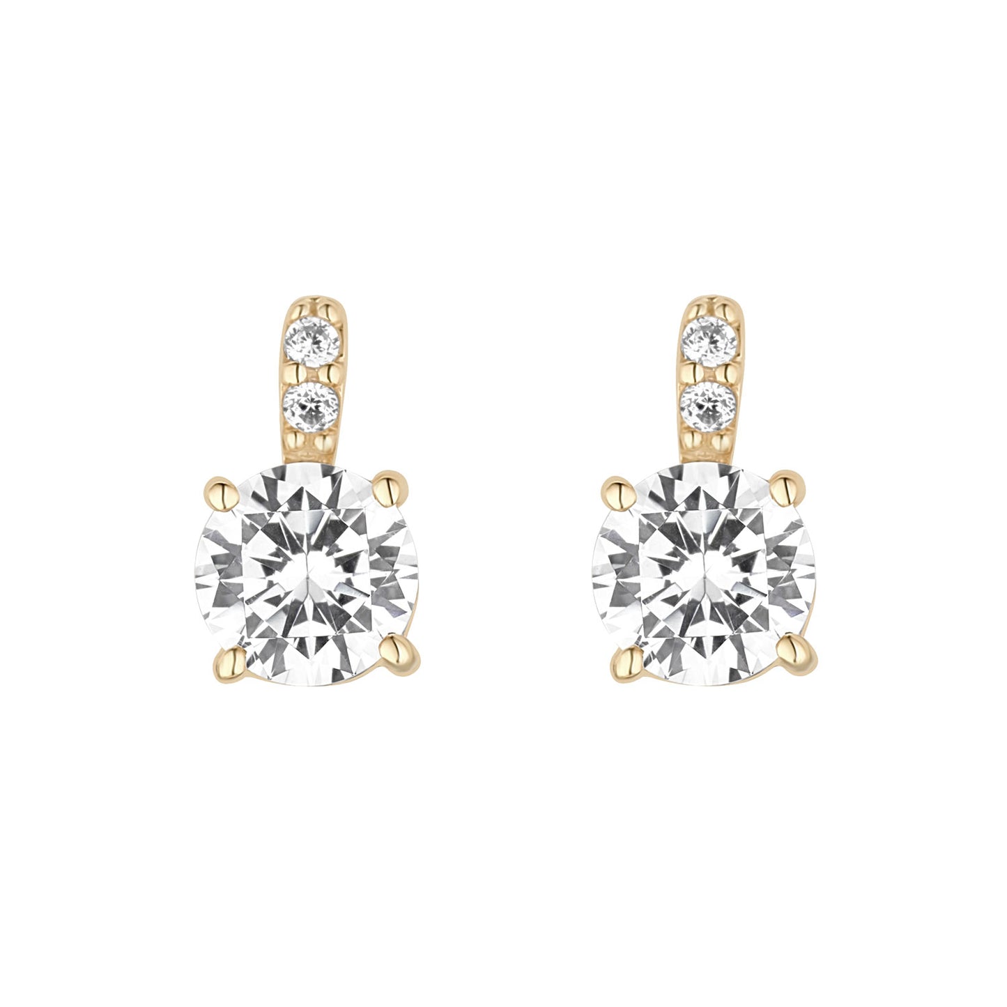 9ct Gold CZ Solitaire Stud Earrings GEZ666