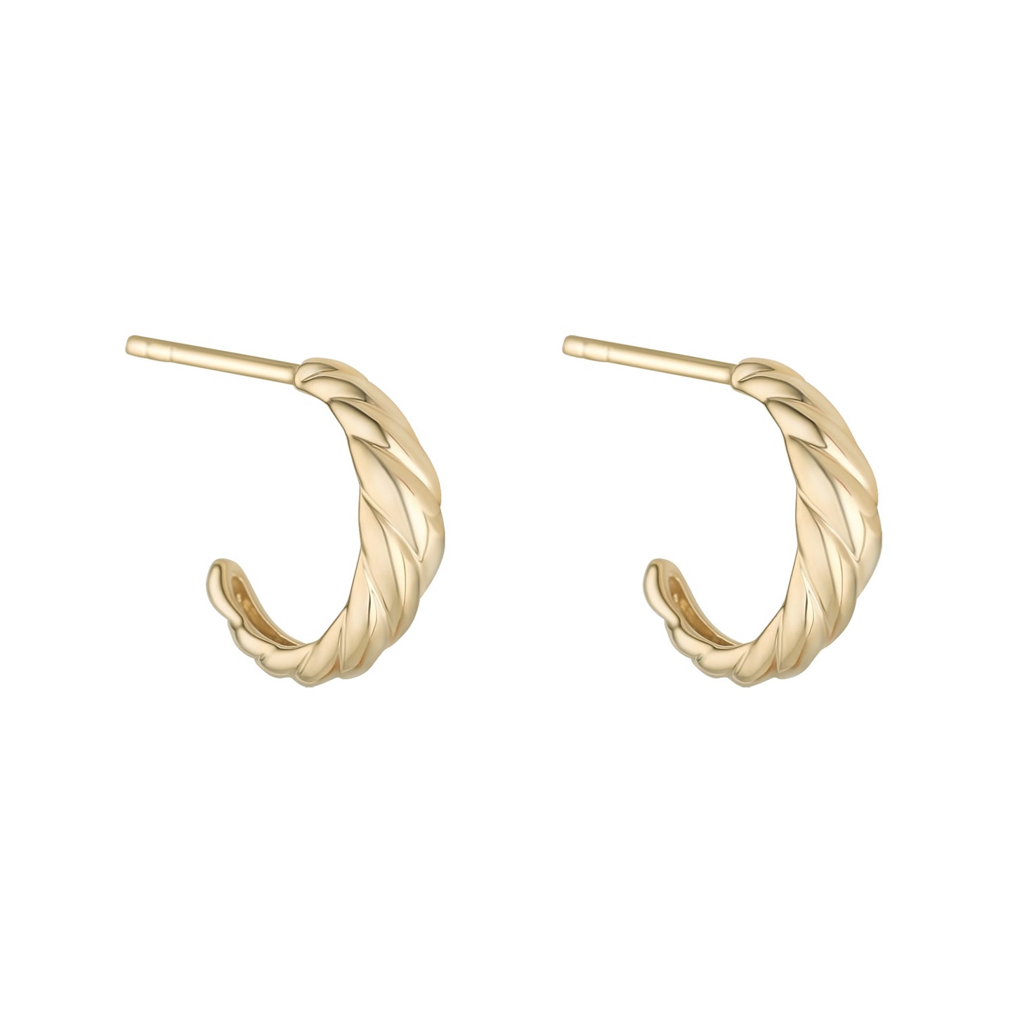 9ct Yellow Gold Croissant Open Hoop Earrings GE890