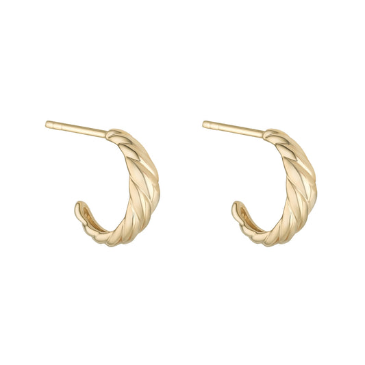 9ct Yellow Gold Croissant Open Hoop Earrings GE890