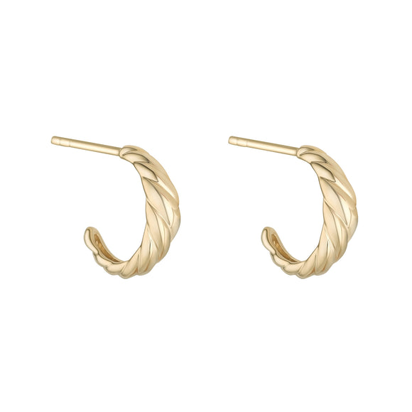 9ct Yellow Gold Croissant Open Hoop Earrings GE890