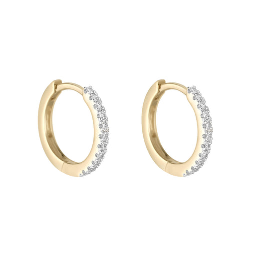 9ct Yellow Gold Diamond 14mm Huggie Hoop Earrings DE118