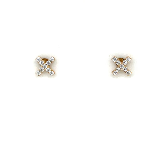 9ct Gold CZ Kiss Stud Earrings GEZ809