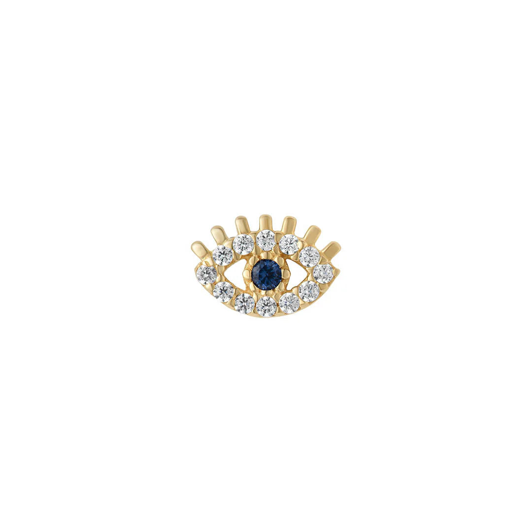 9ct Gold CZ & Sapphire Evil Eye Piercing Earring NG3711