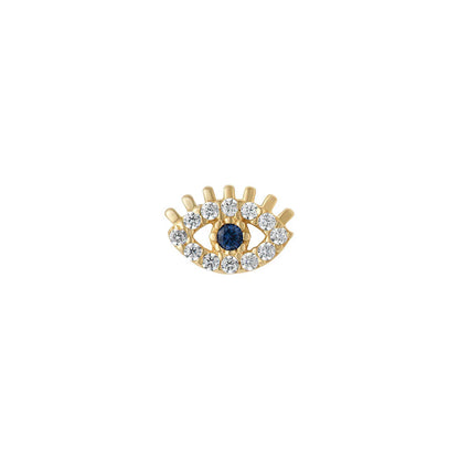 9ct Gold CZ & Sapphire Evil Eye Piercing Earring NG3711