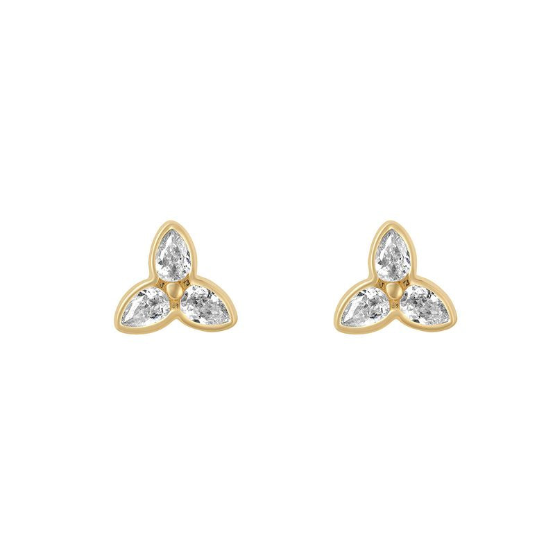 9ct Gold CZ Marquise Stud Earrings GEZ719