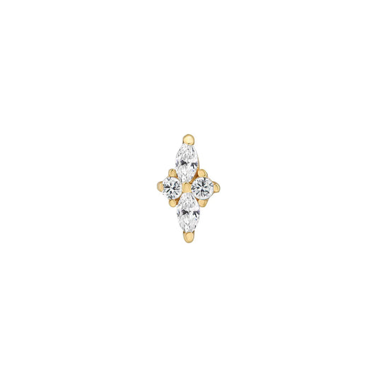 9ct Gold Cz Diamond Shape Piercing Earring NG3756