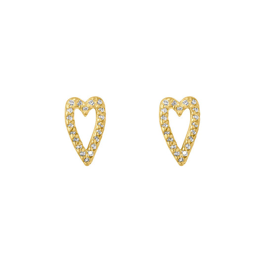 9ct Gold Cz Open Heart Stud Earrings GEZ768