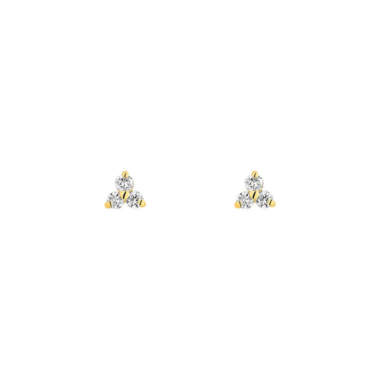9ct Gold Lab Diamond Trilogy Stud Earrings DE132