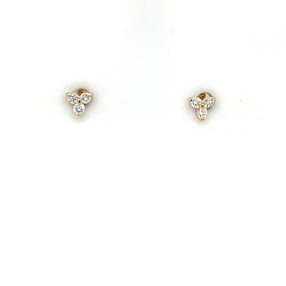9ct Gold Lab Diamond Trilogy Stud Earrings DE132