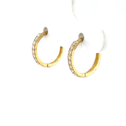 9ct Yellow Gold Lab Diamond 9mm Huggie Hoop Earrings DE133