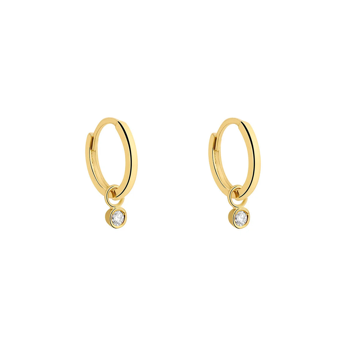 9ct Gold Lab Diamond Charm Huggie Earrings DE134