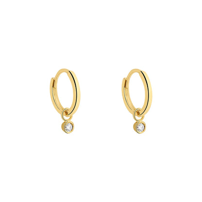 9ct Gold Lab Diamond Charm Huggie Earrings DE134
