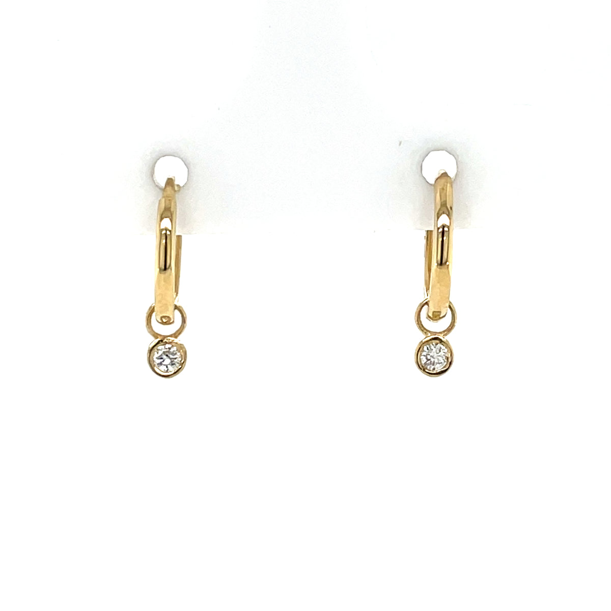 9ct Gold Lab Diamond Charm Huggie Earrings DE134
