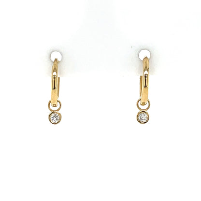 9ct Gold Lab Diamond Charm Huggie Earrings DE134