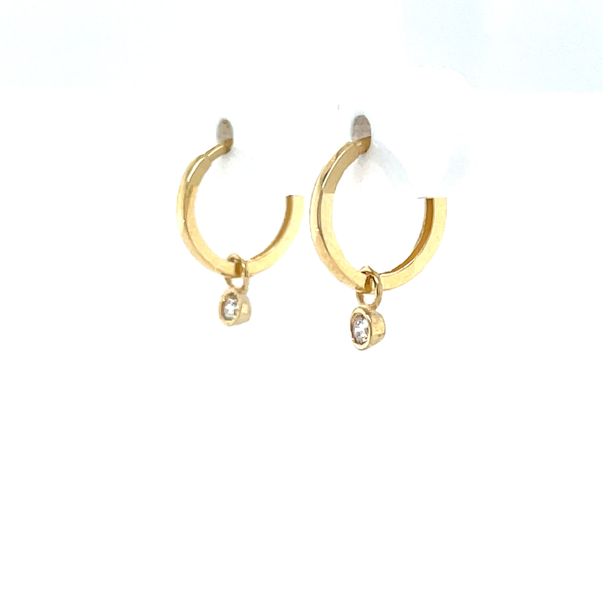 9ct Gold Lab Diamond Charm Huggie Earrings DE134