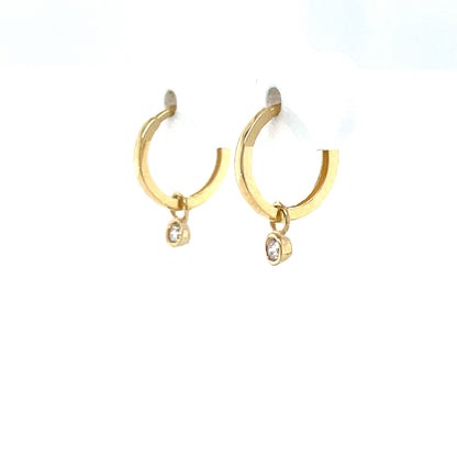 9ct Gold Lab Diamond Charm Huggie Earrings DE134