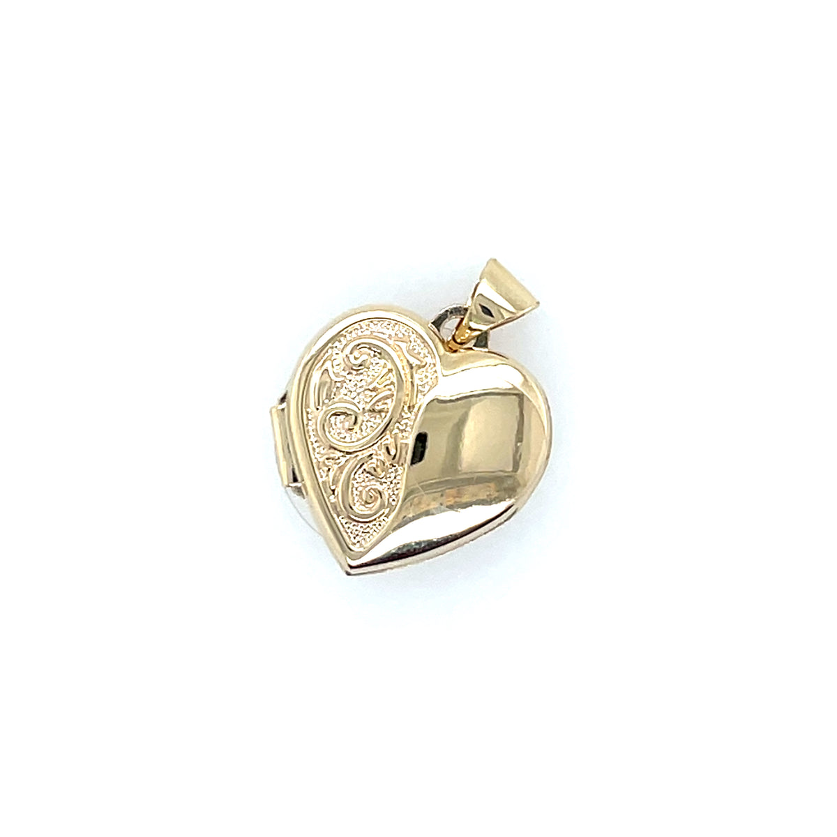 9ct Gold Half Engraved Heart Locket GL055