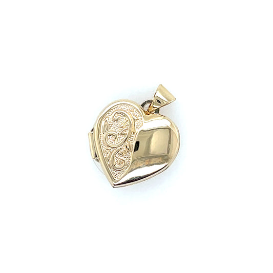 9ct Gold Half Engraved Heart Locket GL055