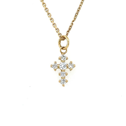 9ct Gold Lab Diamond Small Cross Pendant DP097