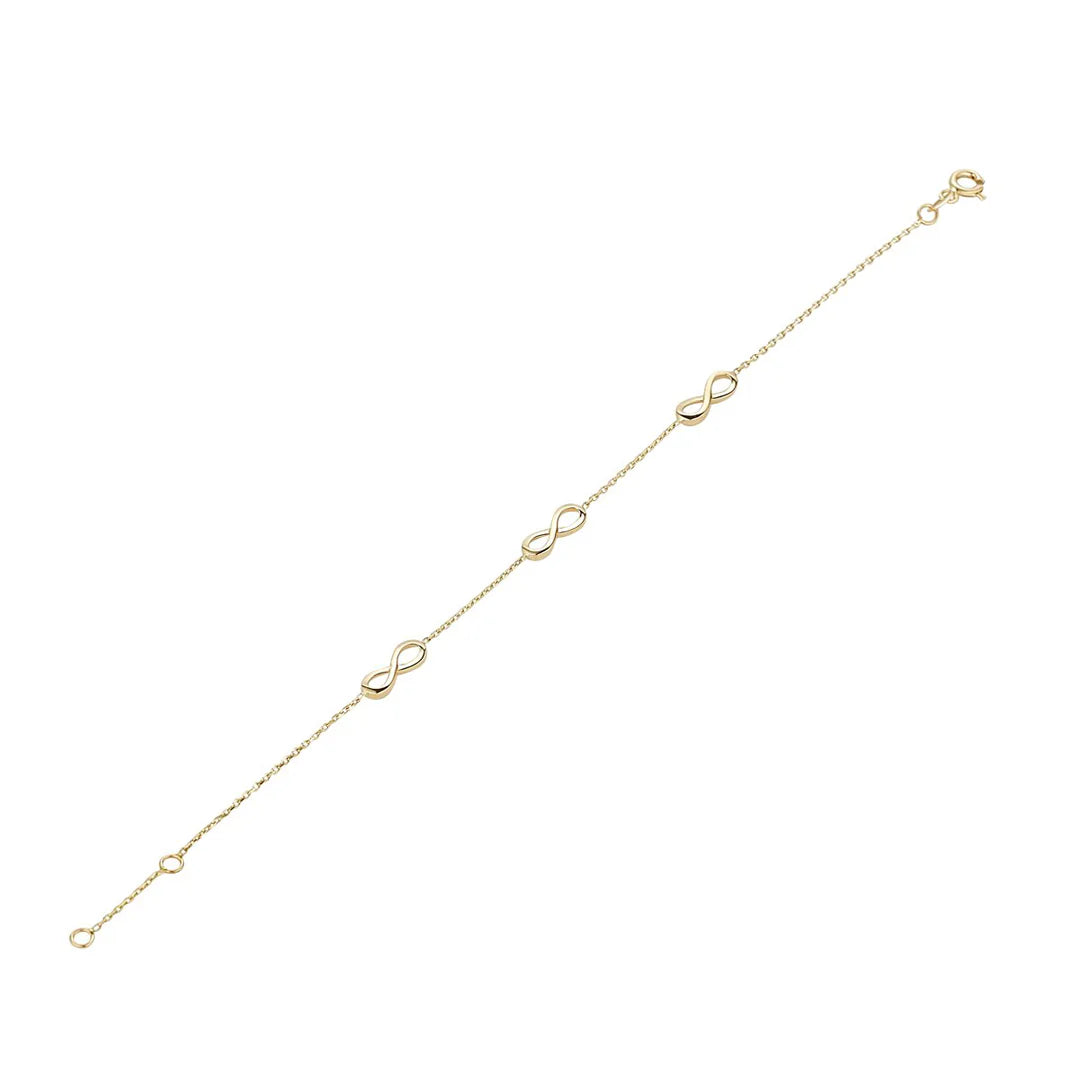 9ct Gold 3 Infinity Bracelet GB488