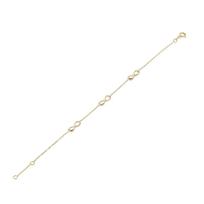 9ct Gold 3 Infinity Bracelet GB488