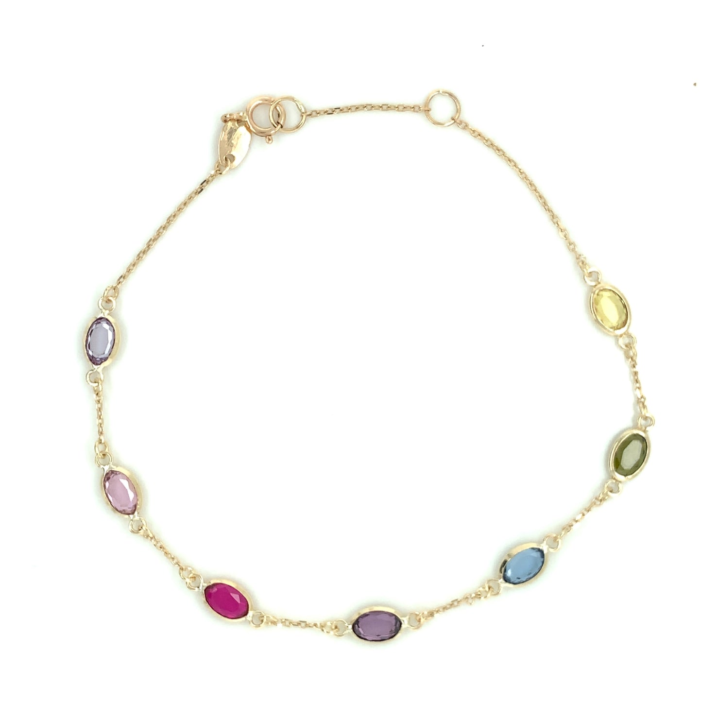 9ct Gold Multi Colour Stone Set Bracelet GB452