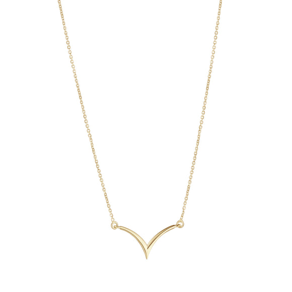 9ct Yellow Gold Simple V Necklet GP730