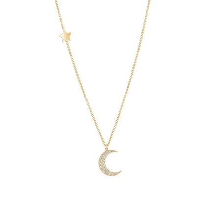 9ct Gold CZ Moon & North Star Necklet GPZ434
