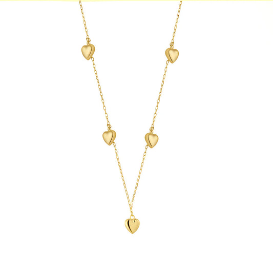 9ct Gold Five Bubble Heart Drop Necklet GP857