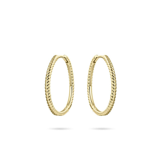 9ct Gold 20mm Rope Design Hoop Earrings NGKCJ1/20