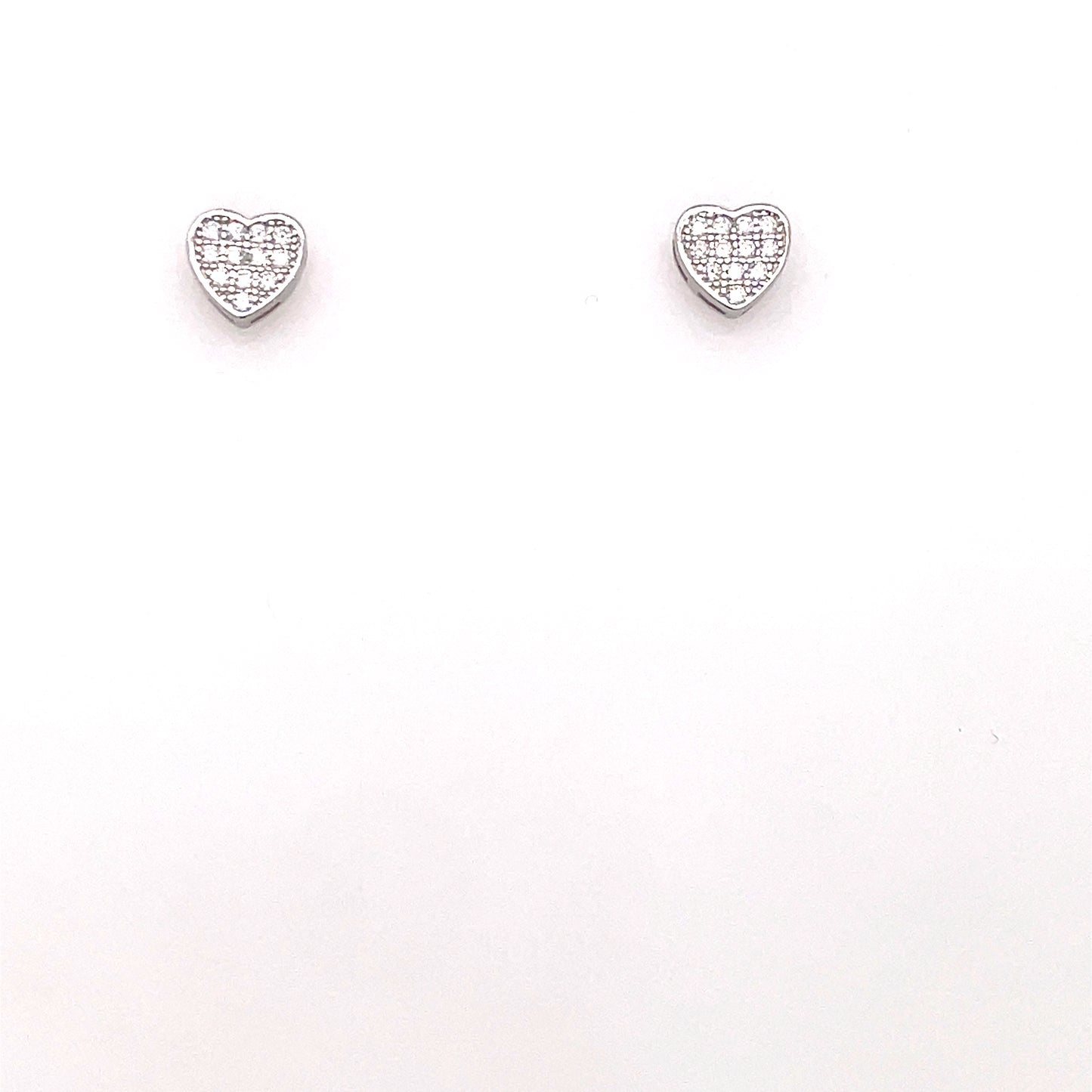 Silver CZ Heart Stud Earrings NK010/E