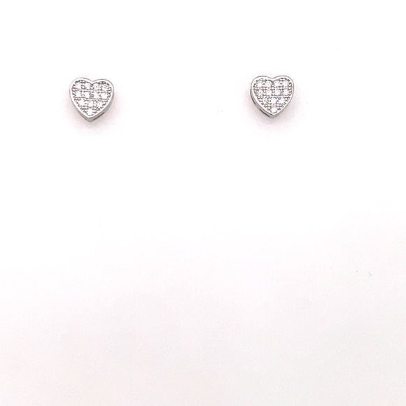 Silver CZ Heart Stud Earrings NK010/E