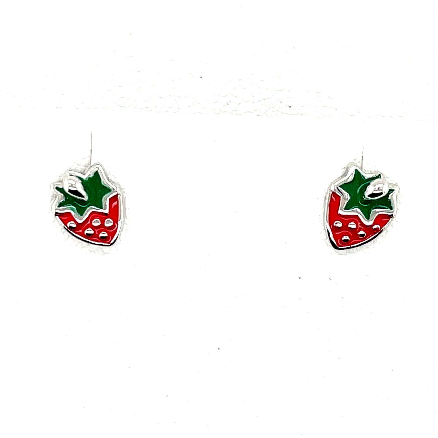 Sterling Silver Enamel Strawberry Stud Earrings NK012/E