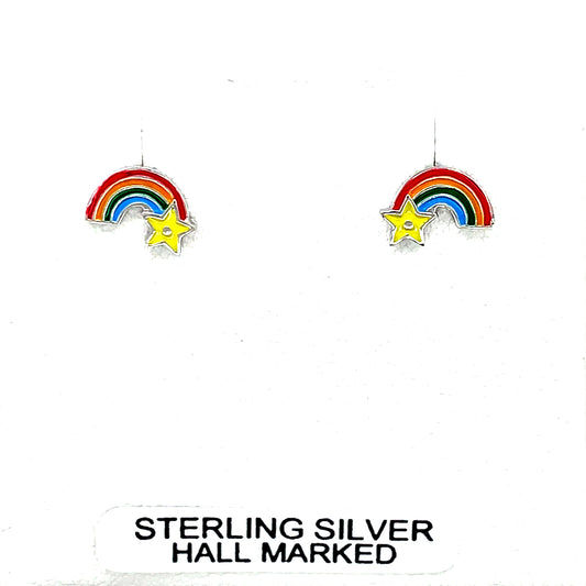 Silver Rainbow Stud Earrings NK049/E