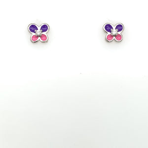 Silver Enamel Flower Stud Earrings NK064/E