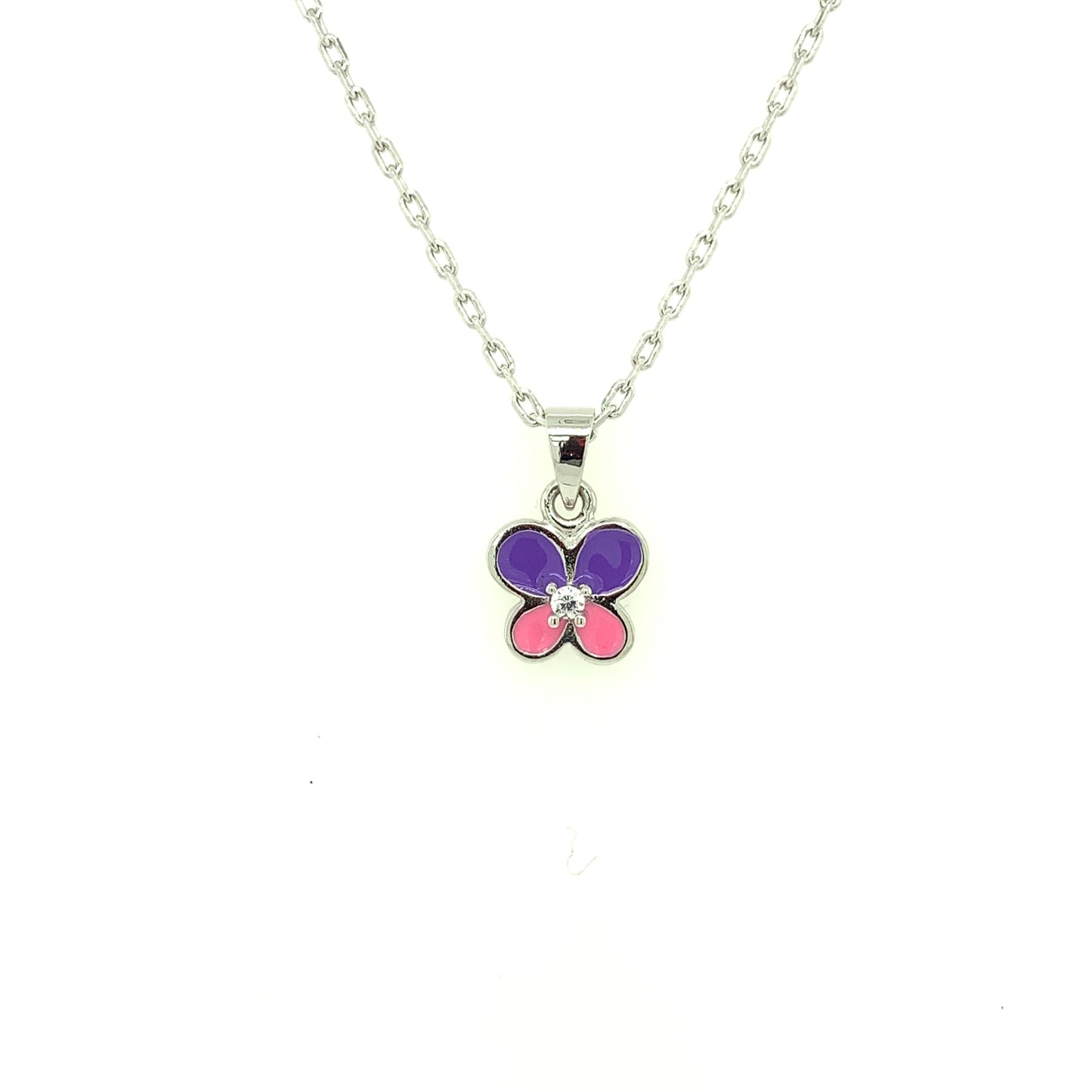 Silver Kids Flower Pendant 16 inch chain NK064/P