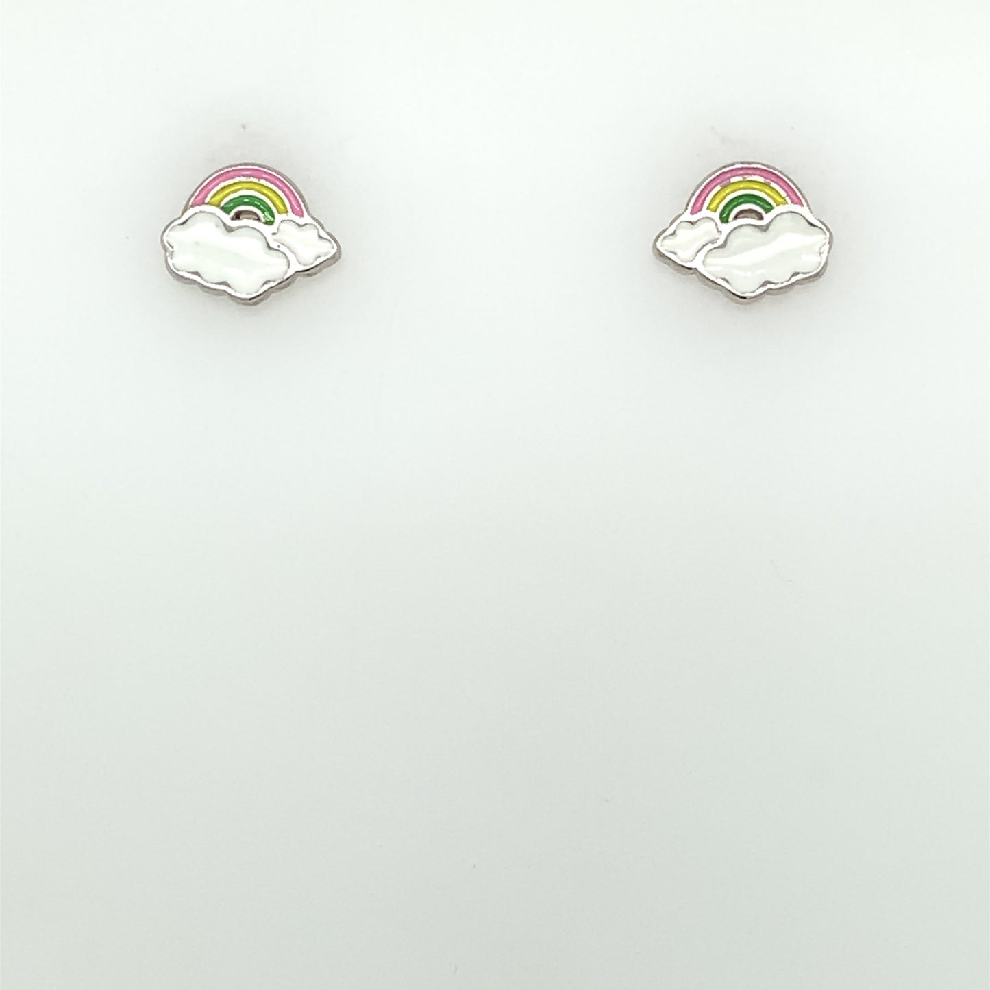 Silver Rainbow Cloud Stud Earrings