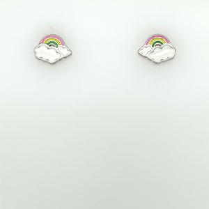 Silver Rainbow Cloud Stud Earrings