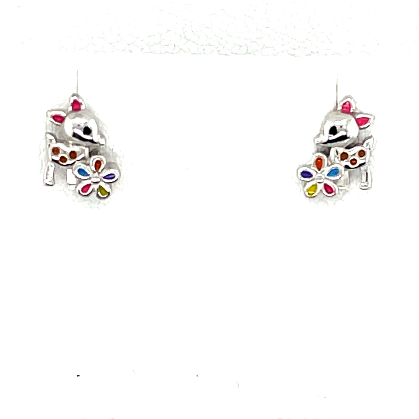 Sterling Silver Enamel Reindeer Stud Earrings NK098/E