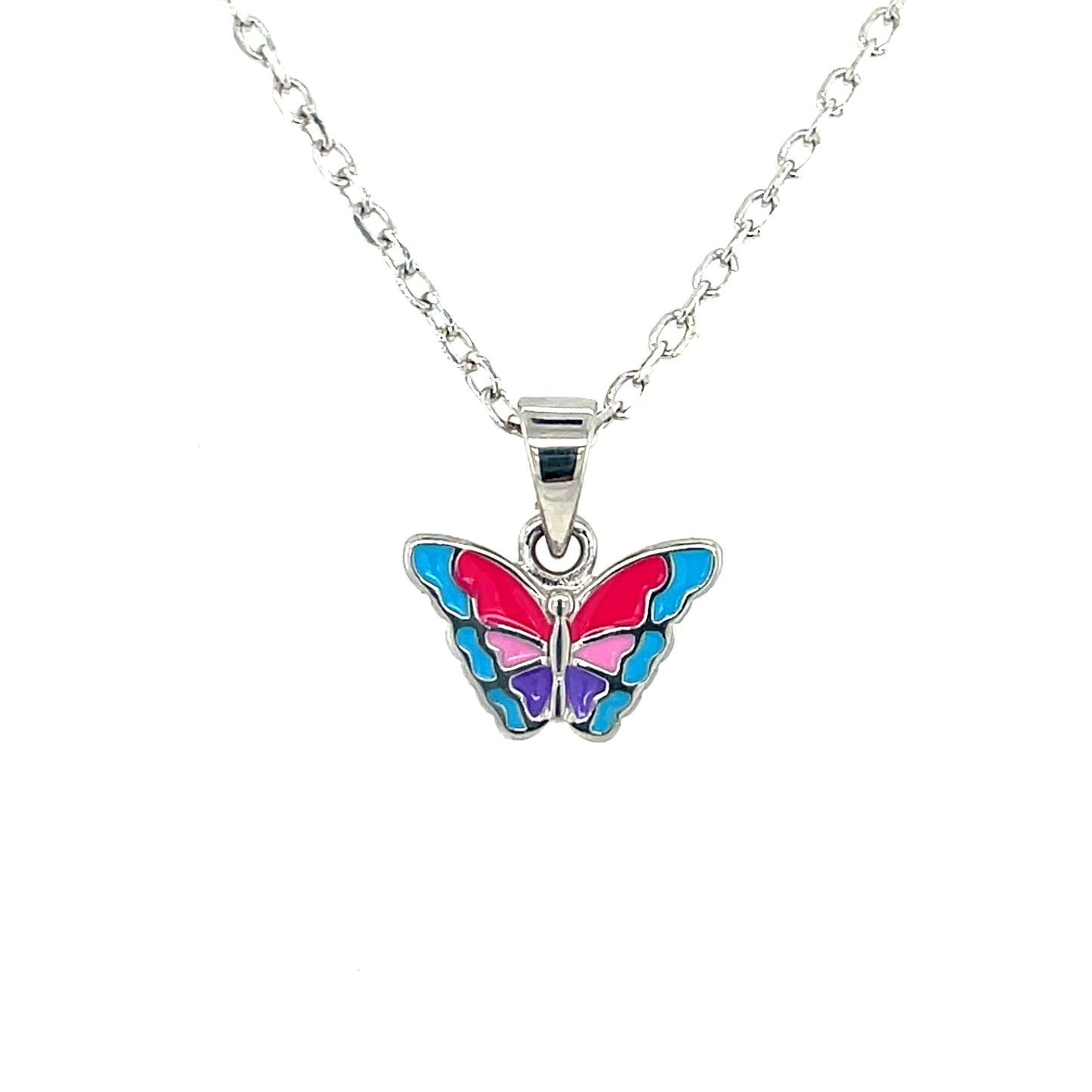 Silver Kids Enamel Butterfly Pendant NK099/P