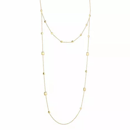 9ct Gold Layered Cushion Drops Station Necklet GN171