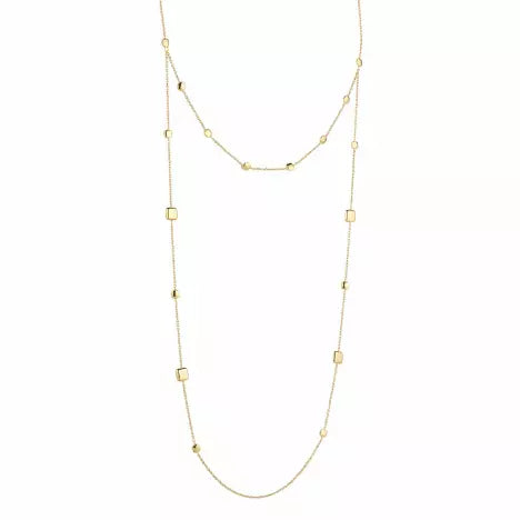 9ct Gold Layered Cushion Drops Station Necklet GN171