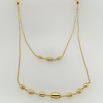 9ct Gold Layered Oval Drops Necklet GN168