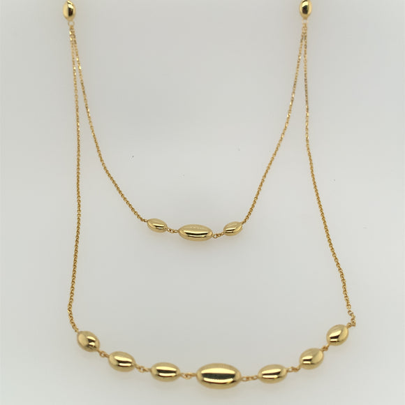 9ct Gold Layered Oval Drops Necklet GN168
