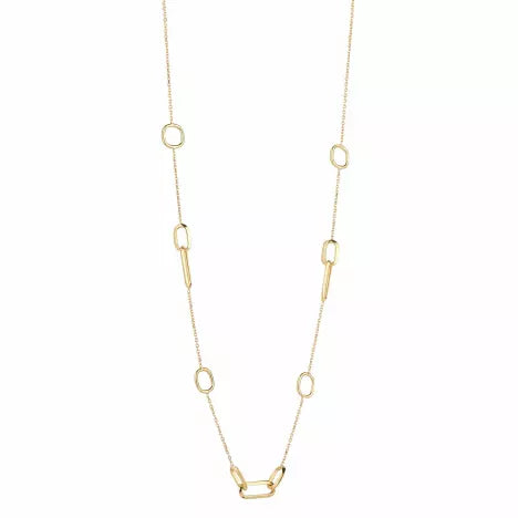 9ct Gold Open Cushion & Paperlink Necklet GN165