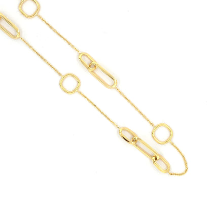 9ct Gold Open Cushion & Paperlink Necklet GN165